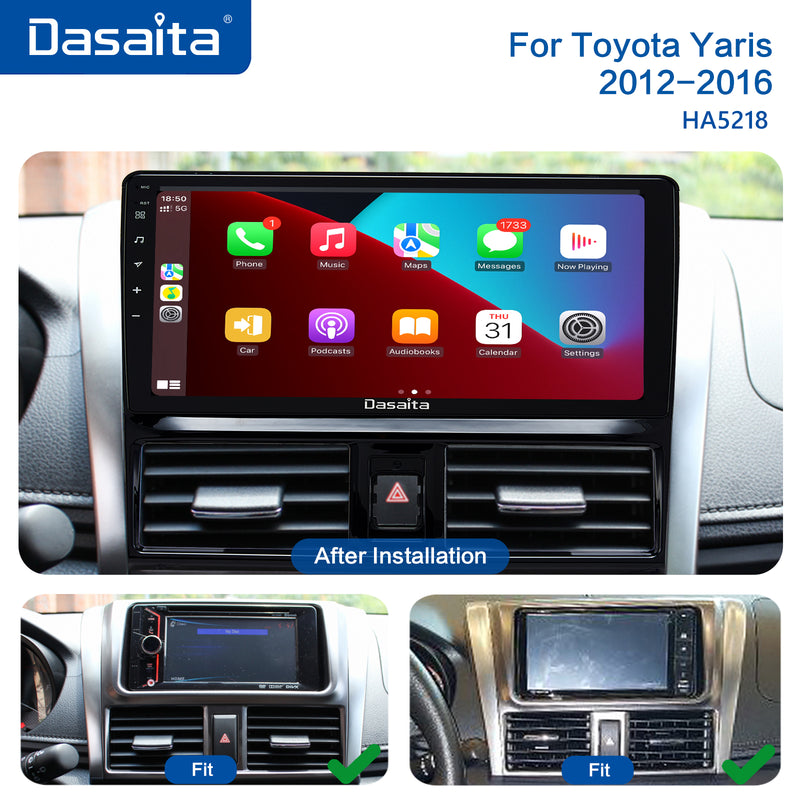 Dasaita 10.2" Car 1 din GPS Stereo Radio Android 11.0 for Toyota Yaris 2012 2013 2014 2015 2016 IPS Touch Screen
