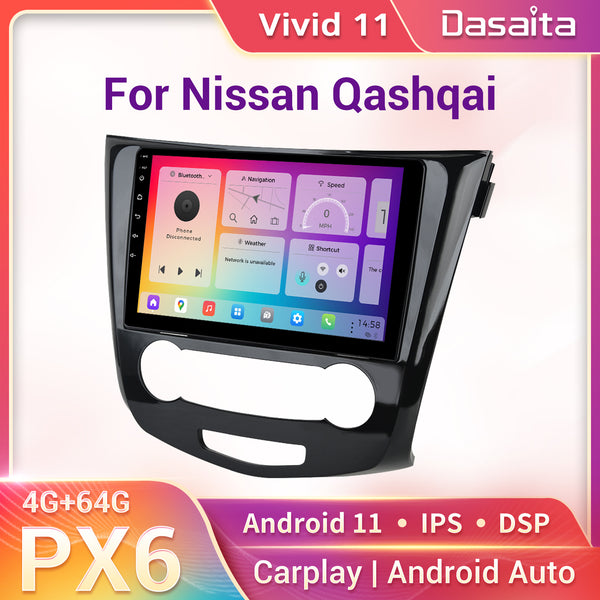 Dasaita Vivid11 Nissan Qashqai 2014 2015 2016 2017 2018 2019 2020 Car Stereo 10.2 Inch Carplay Android Auto PX6 4G+64G Android11 1280*720 DSP AHD Radio