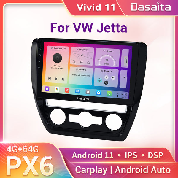 Dasaita Vivid11 VW Jetta 2016 2017 2018 Car Stereo 10.2 Inch Carplay Android Auto PX6 4G+64G Android11 1280*720 DSP AHD Radio