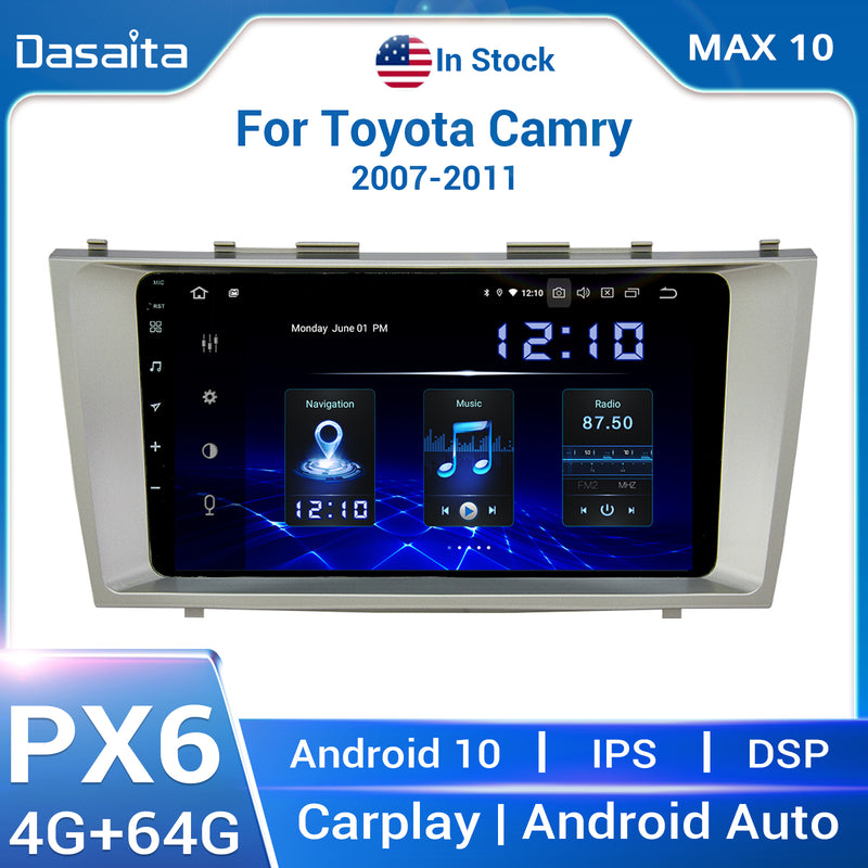 Dasaita MAX Toyota Camry 2007 2008 2009 2010 2011 Car Stereo 9 Inch Carplay Android Auto PX6 4G+64G Android 1280*720 DSP AHD Radio