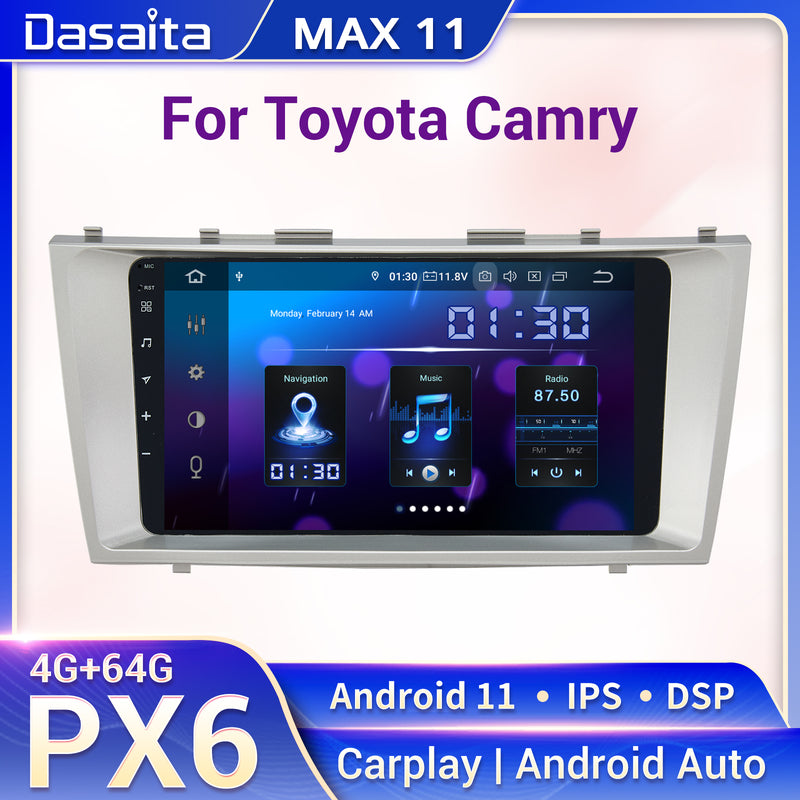 Dasaita MAX Toyota Camry 2007 2008 2009 2010 2011 Car Stereo 9 Inch Carplay Android Auto PX6 4G+64G Android 1280*720 DSP AHD Radio