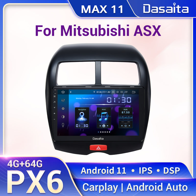 Dasaita GPS Android 11 Car Radio Bluetooth MP3 1 din for Mitsubishi ASX 2007 2008 10.2" Multi Touch Screen Output 64G ROM