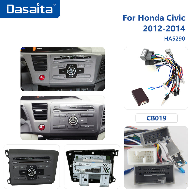 Dasaita Android13 Car Stereo for Honda Civic 2012-2014 LHD Wireless Carplay & Android Auto Car Radio| Qualcomm 665 | 9" QLED Screen | Wifi+4G LTE |6G+64G|DTS|GPS Navigation Head Unit| Optical Output