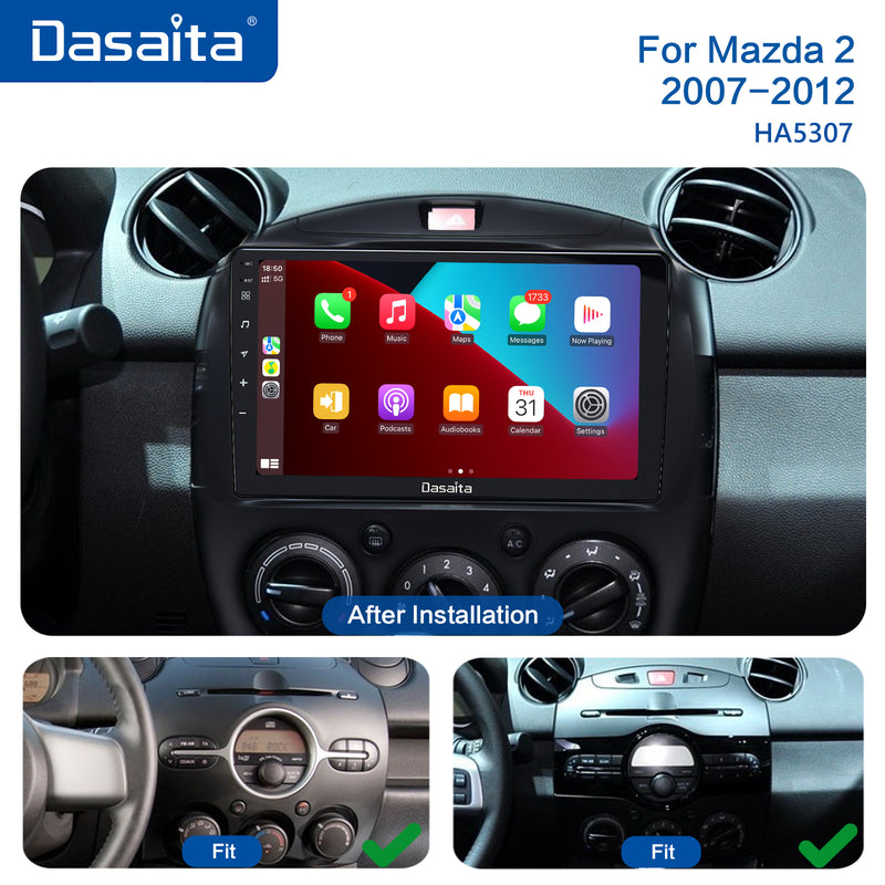 Dasaita Android12 Car Stereo for Mazda 2 2007-2012 Wireless Carplay & Android Auto Car Radio| Qualcomm 665 | 9" QLED Screen | Wifi+4G LTE |6G+64G|DSP|GPS Navigation Head Unit| Optical Output