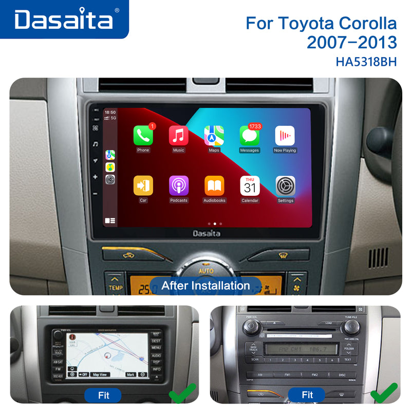 Dasaita MAX11 Toyota Corolla 2007 2008 2009 2010 2011 2012 2013 Car Stereo 9 Inch Carplay Android Auto PX6 4G+64G Android11 1280*720 DSP AHD Radio