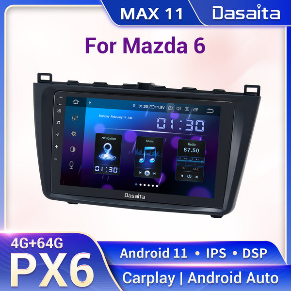 Dasaita MAX11 Mazda 6 2009 2010 2011 2012 Car Stereo 9Inch Carplay Android Auto PX6 4G+64G Android11 1280*720 DSP AHD Radio