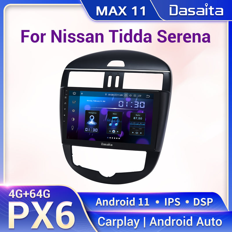 Dasaita MAX11 Nissan Tiida 2011 2012 2013 2014 Car Stereo 9Inch Carplay Android Auto PX6 4G+64G Android11 1280*720 DSP AHD Radio