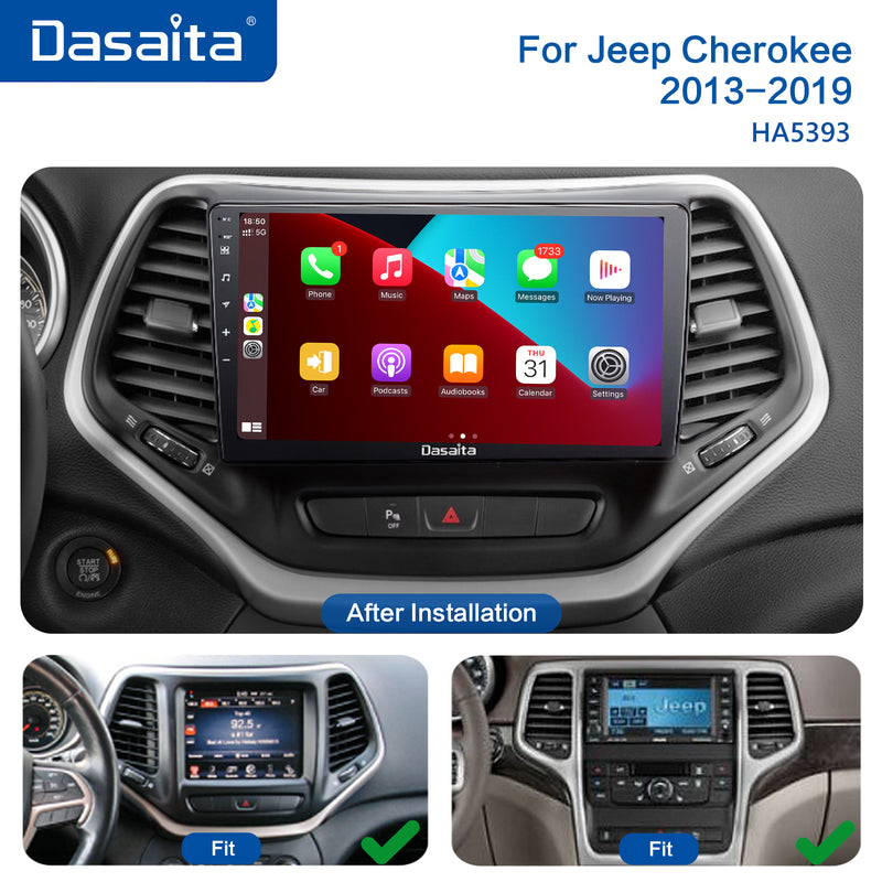 Dasaita Android 11.0 Car Stereo for Jeep Cherokee 2013 to 2019 Touch Screen DSP Wifi Bluetooth CarPlay / Android Auto 1280*720