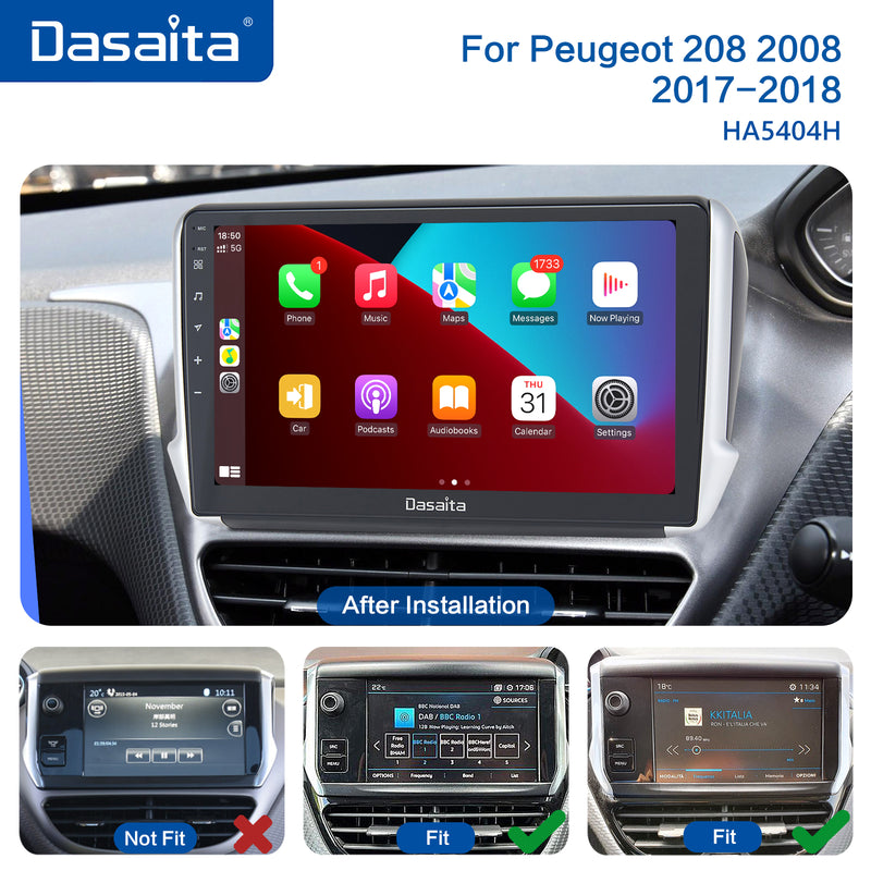 Dasaita Vivid11 Peugeot 208 2008 2012 2013 2014 2015 2016 Car Stereo 10.2 Inch Carplay Android Auto PX6 4G+64G Android11 1280*720 DSP AHD Radio