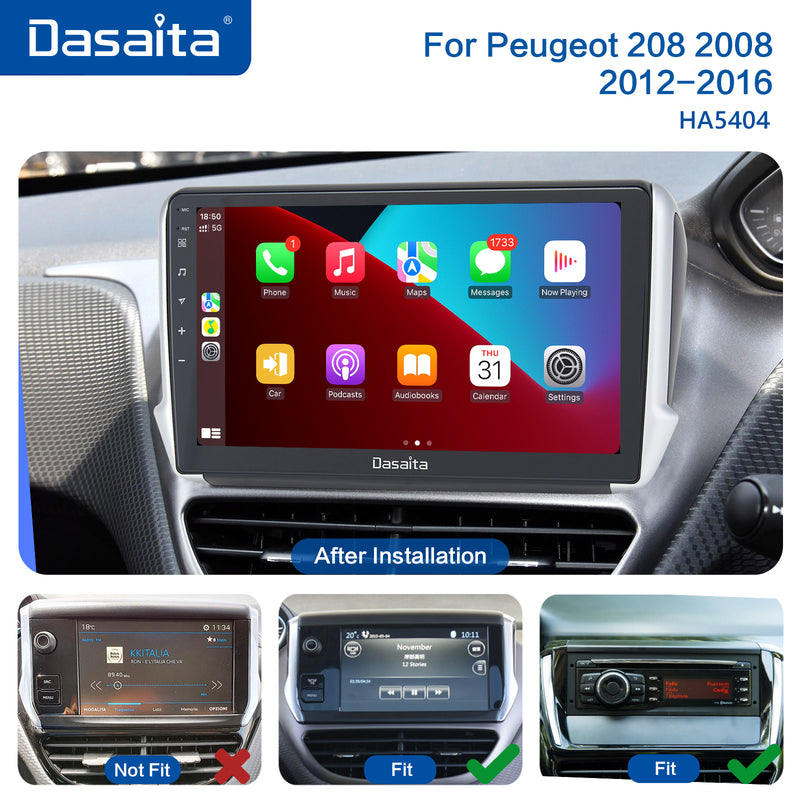 Dasaita Vivid11 Peugeot 208 2008 2012 2013 2014 2015 2016 Car Stereo 10.2 Inch Carplay Android Auto PX6 4G+64G Android11 1280*720 DSP AHD Radio