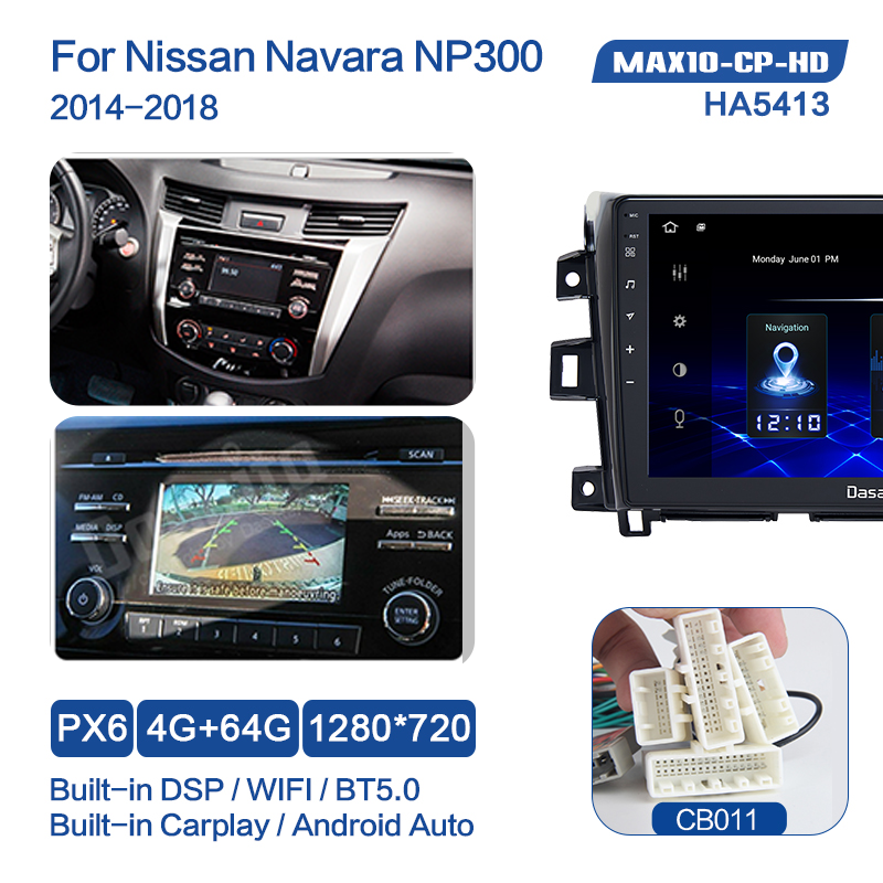 Dasaita MAX11 Nissan Navara NP300 2014 2015 2016 2017 2018 Car Stereo 10.2 Inch Carplay Android Auto PX6 4G+64G Android11 1280*720 DSP AHD Radio