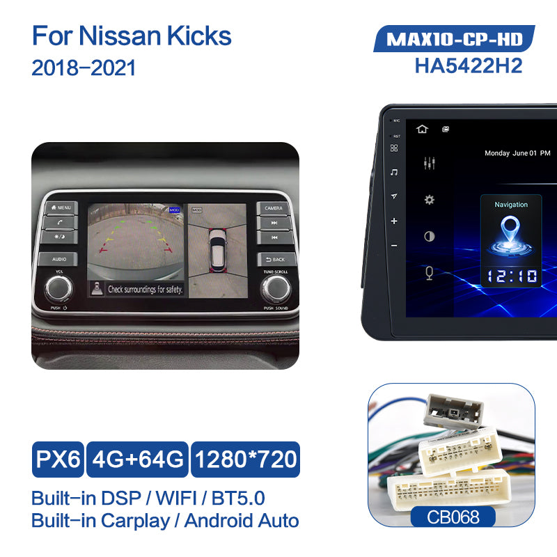 Dasaita MAX10 Nissan Kicks 2018 2019 2020 2021 Car Stereo 10.2 Inch Carplay Android Auto PX6 4G+64G Android10 1280*720 DSP AHD Radio