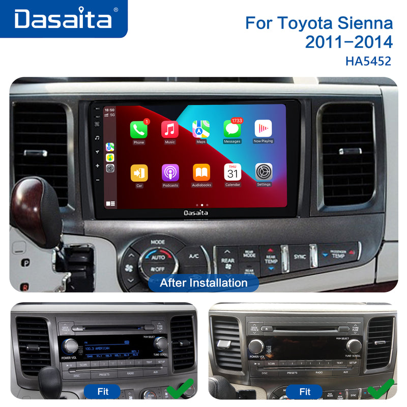 Dasaita MAX11 Toyota Sienna XL30 2011 2012 2013 2014 Car Stereo 9 Inch Carplay Android Auto PX6 4G+64G Android11 1280*720 DSP AHD Radio