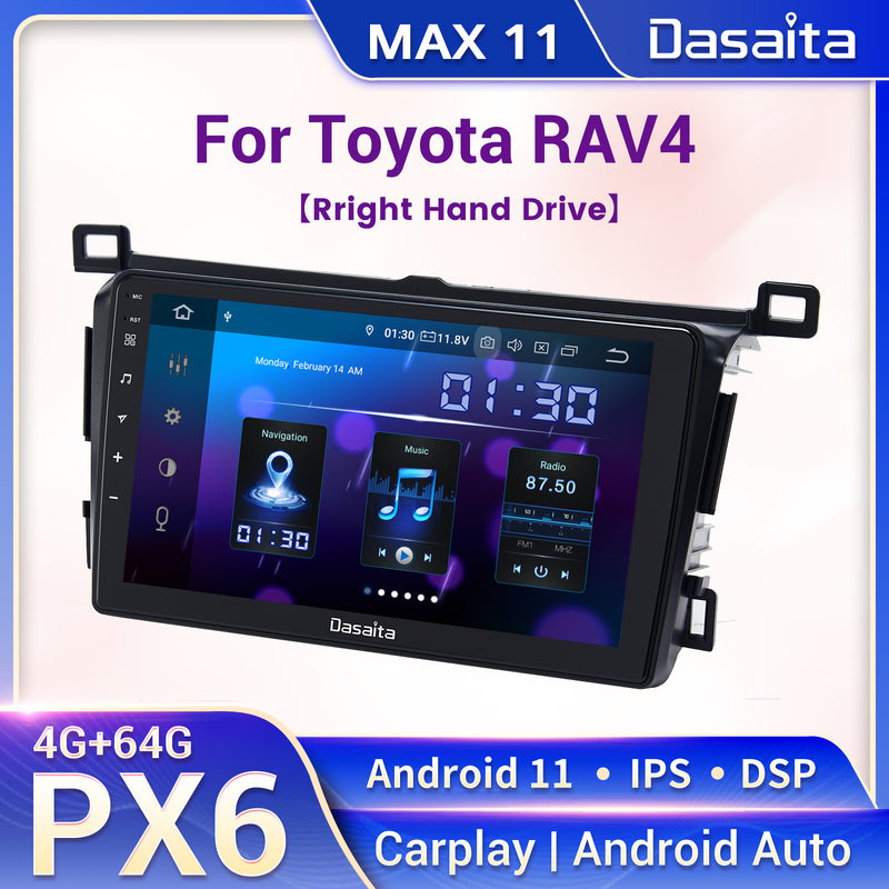 Dasaita MAX11 Toyota RAV4 2012 2013 2014 2015 2016 2017 RHD Car Stereo 9 Inch Carplay Android Auto PX6 4G+64G Android11 1280*720 DSP AHD Radio