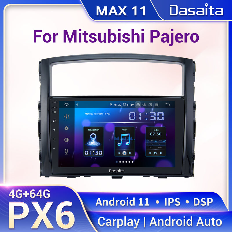 Dasaita MAX11 Mitsubishi Pajero 2006 2007 2008 2009 2010 2011 2012 2013 2014 2015 2016 2017 Car Stereo 9" Carplay Android Auto 4G+64G Android11 1280*720 DSP Radio