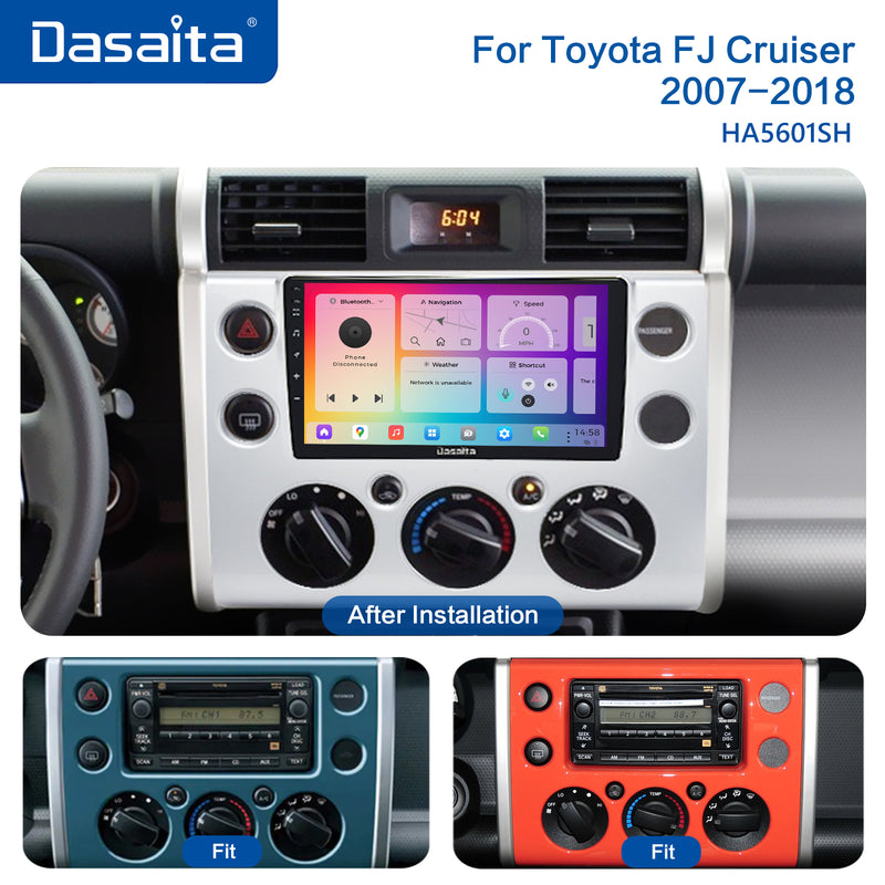 Dasaita Android12 Car Stereo for Toyota FJ Cruiser 2007-2018 Silver Wireless Carplay & Android Auto Car Radio| Qualcomm 665 | 9" QLED Screen | Wifi+4G LTE |6G+64G|DSP|GPS Navigation Head Unit| Optical Output