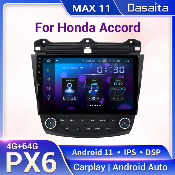 Dasaita MAX11 Honda Accord 2003 2004 2005 2006 2007 Car Stereo 10.2 Inch Carplay Android Auto PX6 4G+64G Android11 1280*720 DSP AHD Radio