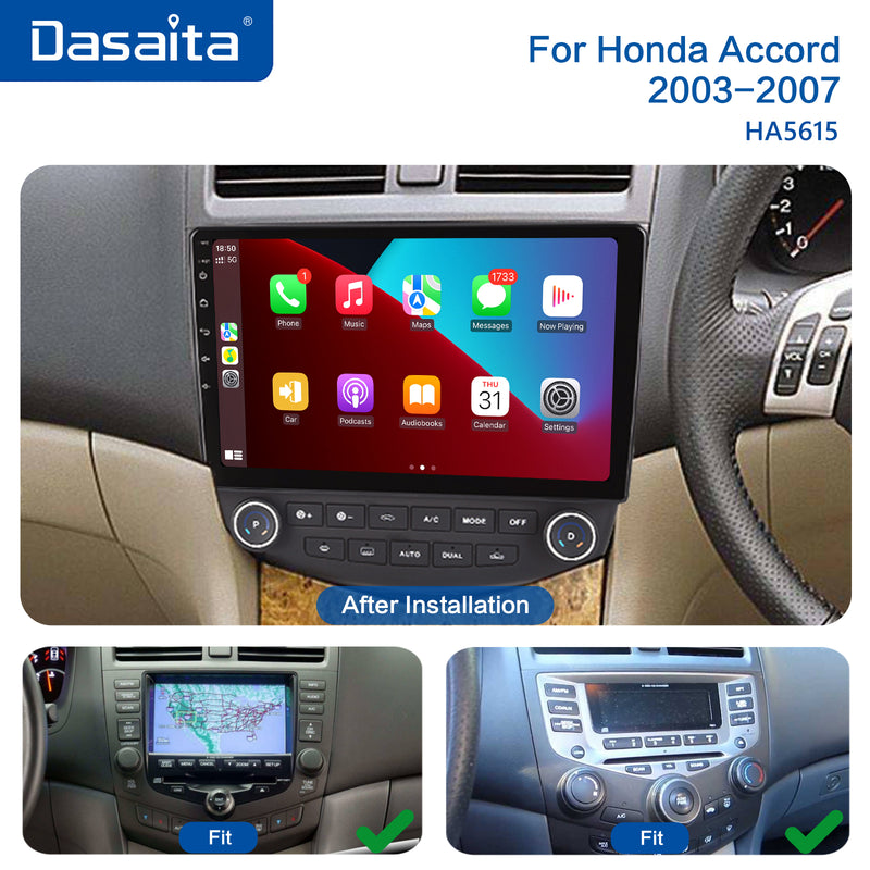Dasaita MAX11 Honda Accord 2003 2004 2005 2006 2007 Car Stereo 10.2 Inch Carplay Android Auto PX6 4G+64G Android11 1280*720 DSP AHD Radio