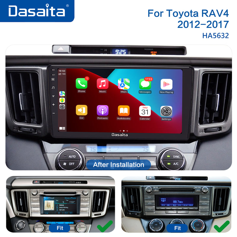 Dasaita Vivid10 Toyota RAV4 2012 2013 2014 2015 2016 2017 LHD Car Stereo 9 Inch Carplay Android Auto PX6 4G+64G Android10 1280*720 DSP AHD Radio