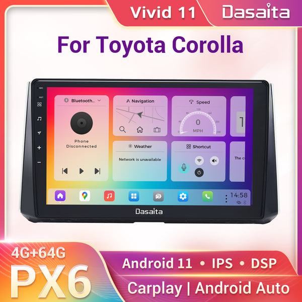 Dasaita Vivid11 Toyota Corolla 2019 2020 2021 Car Stereo 10.2 Inch Carplay Android Auto PX6 4G+64G Android11 1280*720 DSP AHD Radio