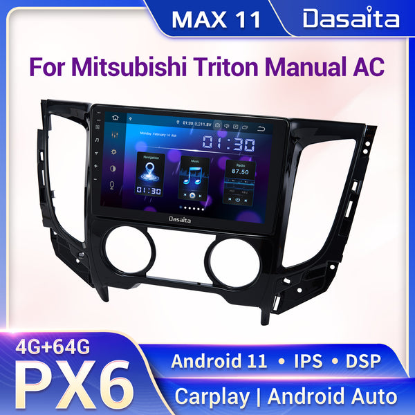 Dasaita MAX11 Mitsubishi Triton Manual AC 2015 2016 2017 2018 Car Stereo 9 Inch Carplay Android Auto PX6 4G+64G Android11 1280*720 DSP AHD Radio