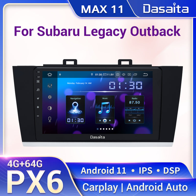 Dasaita MAX11 Subaru Legacy Outback 2015 2016 2017 2018 Car Stereo 9 Inch Carplay Android Auto PX6 4G+64G Android11 1280*720 DSP AHD Radio
