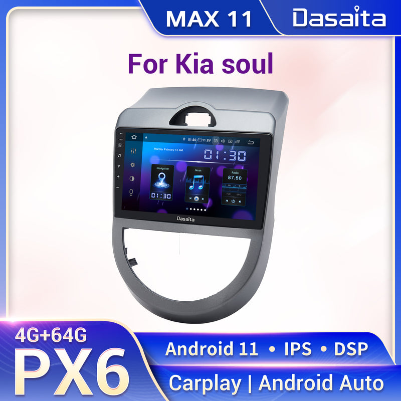 Dasaita 9"IPS TDA7850 Car Radio-Player Android 11.0 for Kia soul GPS 2008 2009 2010 2011 2012 2013 Bluetooth Car Navigator Video