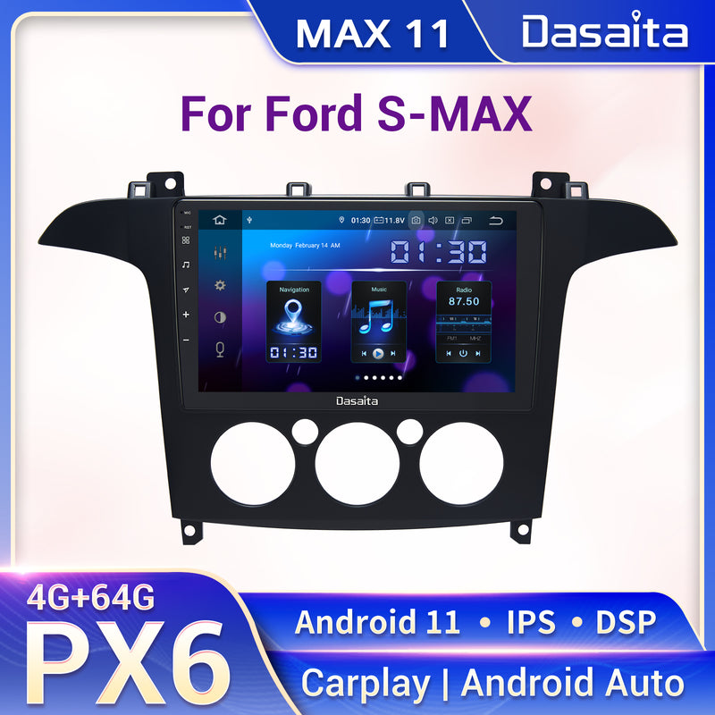 Dasaita 9'' Car Tuner Player DSP 1 din Android11.0 Navigator Radio for Ford S-Max 2006 2007 2008 2009 2015 Bluetooth Autoradio