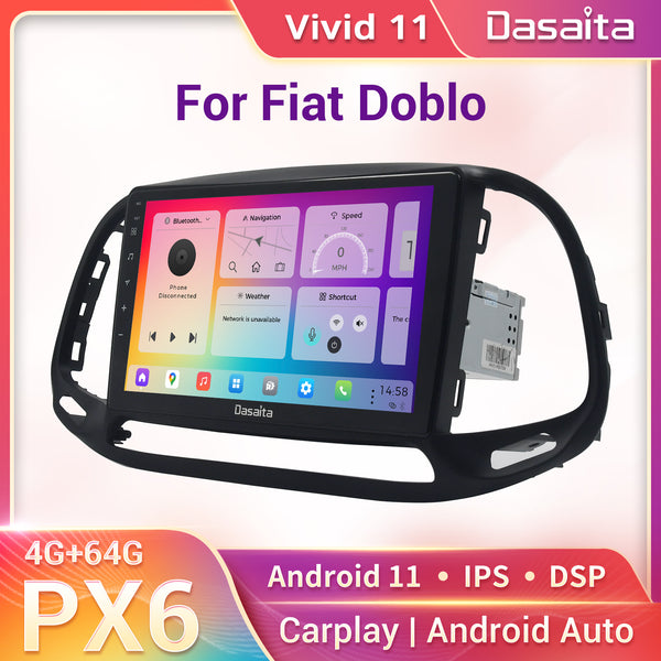 Dasaita Vivid11 Fiat Doblo 2015 2016 2017 2018 2019 2020 2021 Car Stereo 9 Inch Carplay Android Auto PX6 4G+64G Android11 1280*720 DSP AHD Radio