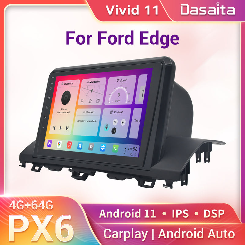 Dasaita Vivid11 Ford Edge 2015 2016 2017 2018 Car Stereo 9 Inch Carplay Android Auto PX6 4G+64G Android11 1280*720 DSP AHD Radio