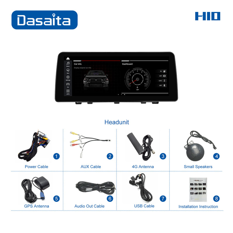 Dasaita 12.3 inch for BMW X1 E84 2009-2015 CIC Car DVD Player 4G/64G BT 1920*720 IPS 2.5D Touch Screen Built-in DSP Car Android Audio Stereo