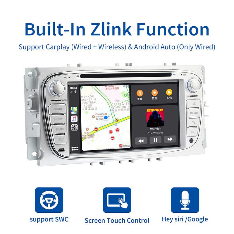 Dasaita Car Player 7" DSP 2 din Android 11.0 Navigator Radio for Ford Focus 2 S-max Mondeo C-max Galaxy Bluetooth GPS TDA7850