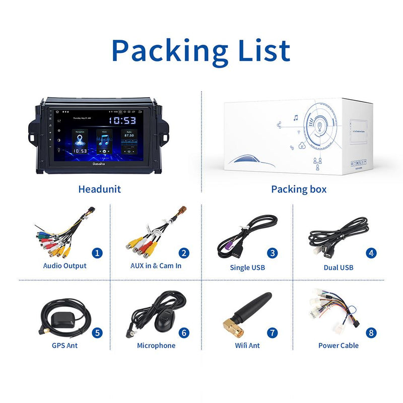Dasaita DSP Android 11.0 Car Radio Stereo for Toyota Fortuner 2016 2017 2018 GPS Car Multimedia 9" IPS Bluetooth MP3 MAX11