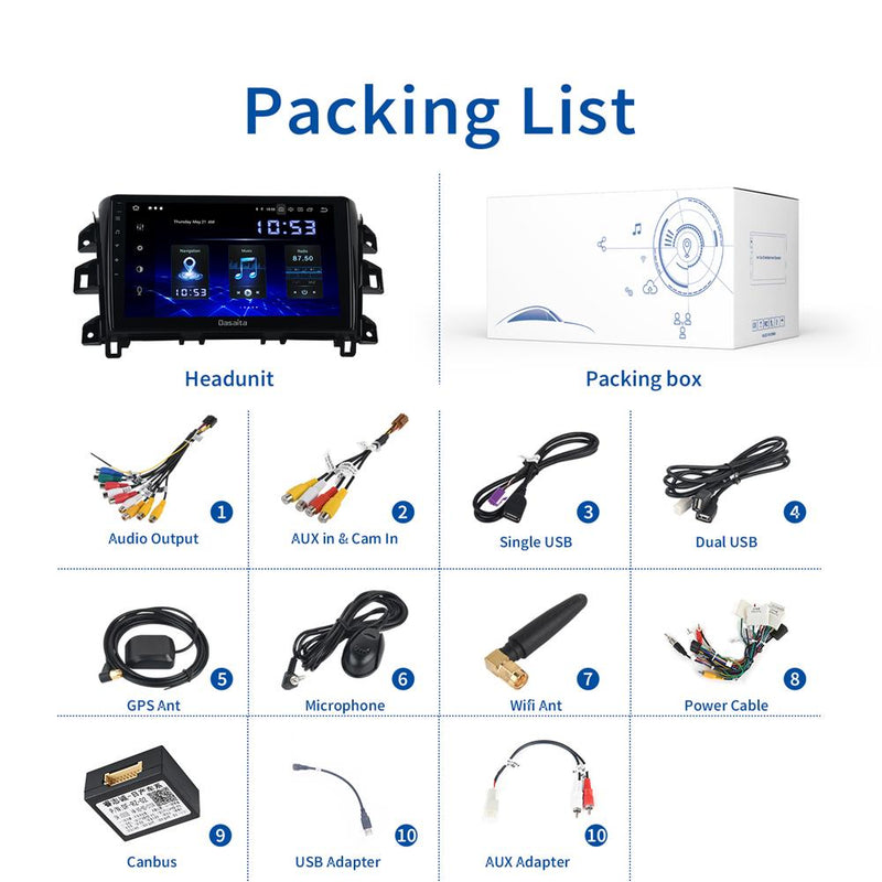 Dasaita MAX11 Nissan Navara NP300 2014 2015 2016 2017 2018 Car Stereo 10.2 Inch Carplay Android Auto PX6 4G+64G Android11 1280*720 DSP AHD Radio
