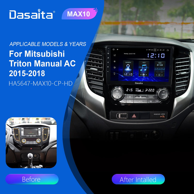 Dasaita MAX11 Mitsubishi Triton Manual AC 2015 2016 2017 2018 Car Stereo 9 Inch Carplay Android Auto PX6 4G+64G Android11 1280*720 DSP AHD Radio