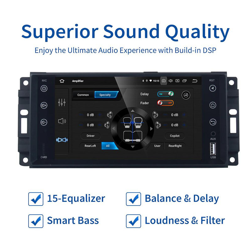 Dasaita 7" IPS Android 11.0 Car Radio for Jeep GPS Wrangler Chrysler Dodge Commander Compass Patriot Grand Cherokee Liberty