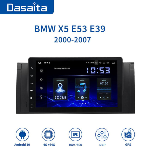 Dasaita MAX10 BMW X5 E53 2000 2001 2002 2003 2004 2005 2006 2007 Car Stereo 9 Inch Carplay Android Auto PX6 4G+64G Android10 1280*720 DSP AHD Radio
